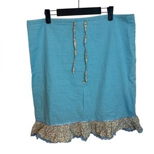 Beebop & Wally Vintage Cottagecore Blue Gingham Floral Lace Trim Skirt